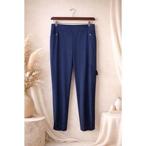 Weekends by Chicos Cargo Pants Pull On Stretch Blue Comfort Lightweight 2 Large
